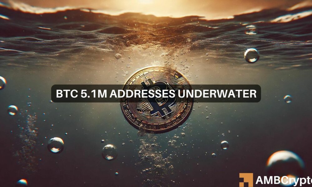 BTC surges by 9.99% but 5.1 million addresses remain underwater