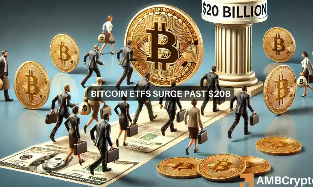 Spot Bitcoin ETFs break $20 billion in inflows as BTC aims ATH